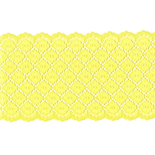 S1836: Spitze, elastisch, gelb, geometrisches Blumenmuster,15.5 cm breit