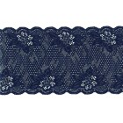 S1834: Spitze, elastisch, blau, Blumenmuster, 15.5 cm breit