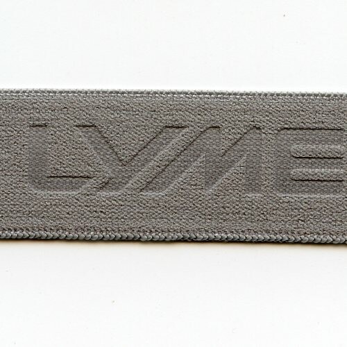 Bundband Elastik, hell grau, sehr weich, 18mm breit, mit Silikonstreifen und LOGO