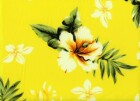 Bi-elastischer Badestoff gelb mit verschiedenen Blumen,...