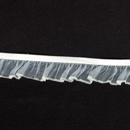K010335 Besatzband mit Rüschen, weiß, ca.10mm