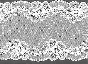 Elastische Spitze , reinweiá, offenes Muster mit Blumenband ,Reststck 55 cm Breite: 20cm