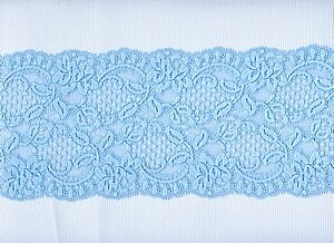 Elastische Spitze ,eisblau, romantische Rosen Reststck 130 cm Breite: 13,5cm