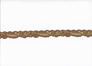 Elastische Spitze , in Olivgrn mit eienm Goldton, Reststck 60 cm Breite: 2,5cm
