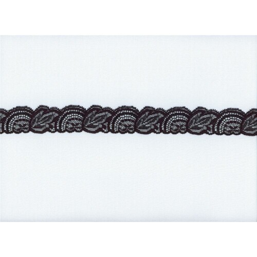 S02_870: Elastische Spitze, elastisch, schwarz, Fantasiemuster, 3cm breit