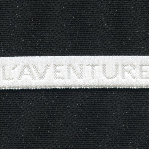 K010228: Schulterband weiß 10mm matt, Jaquard Muster,"LAVENTURE"