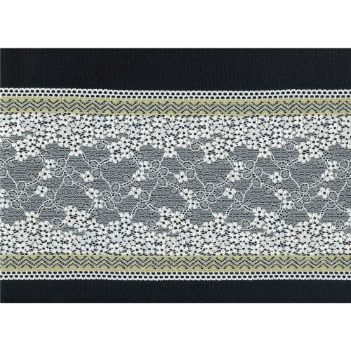 S40_692: Elastische Spitze, elastisch, elfenbein, florales Muster, 17cm breit