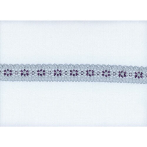 S946: Elastische Spitze, elastisch, hellgra, kleine lila Farbakzente, Fantasiemuster, , 3,6cm breit