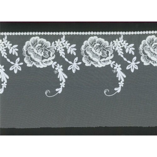 S40_1153: Schweizer Stickerei, elfenbein, florales Muster, 18cm breit