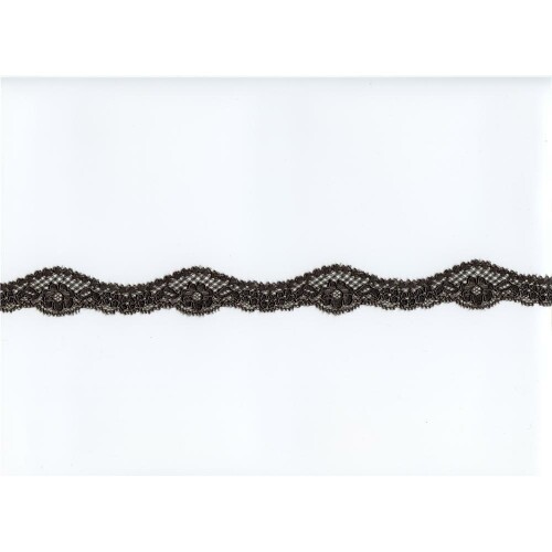 S1353: Elastische Spitze, grau, florales Muster, 2,5cm breit