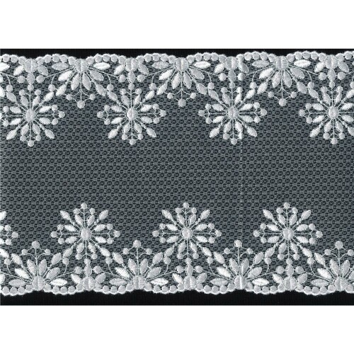 S1496: Schweizer Stickerei, weiá, florales Muster, 21cm breit