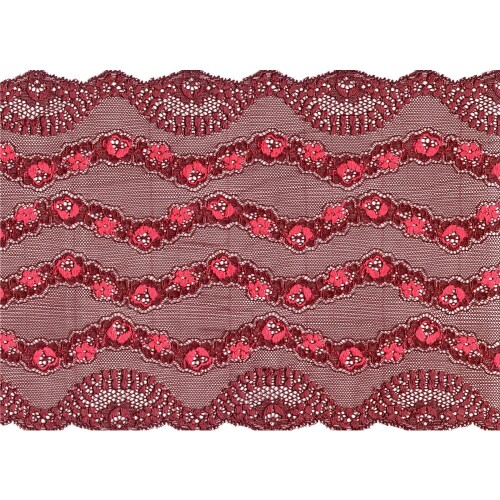 S1031: Elastische Spitze, , florales Muster, 22cm breit