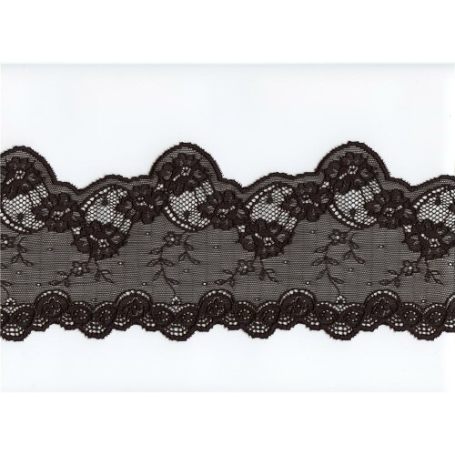 S1352: Elastische Spitze, , florales Muster, 13cm breit