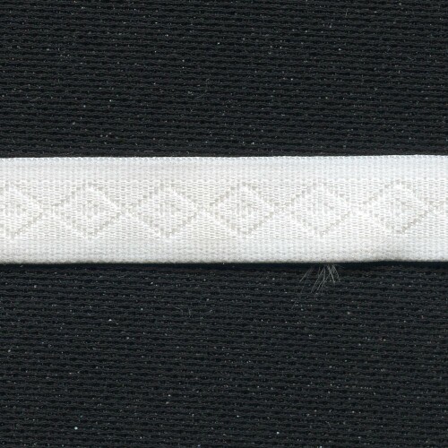 K010243: Schulterband weiß 12mm, glatt, glänzend, Rautenmuster,